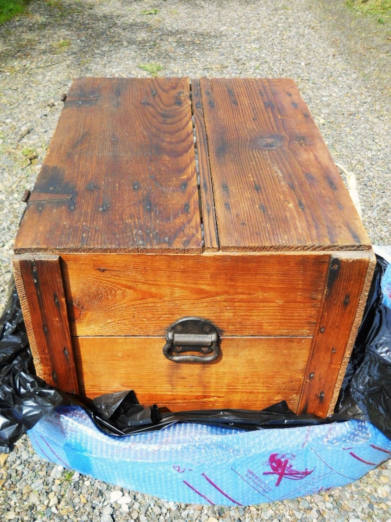 Rare Giant Antique Advertising Seattle 100lb COFFEE Shipping Crate Huge Wood Box Storage Trunk Country General Store Western Americana image 5