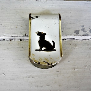 Antiguo perro escocés esmalte pintado dinero almacenamiento Bill Clip titular modernista joyería hombres ropa billetera accesorio miniatura pintura