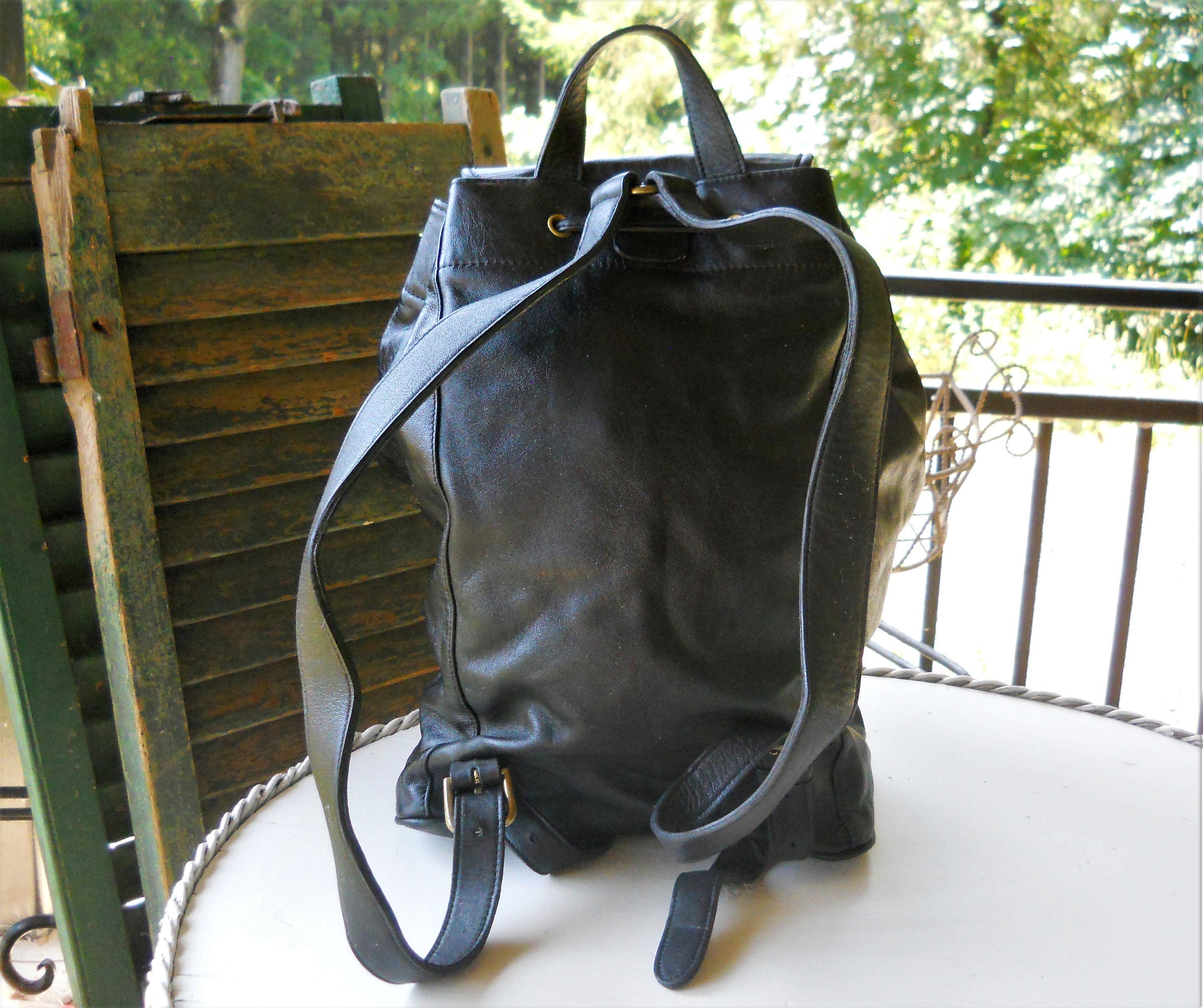 Very rare Virginia Slims promotional large leather backpack Vintage 90s JanSport World Traveler Backpack Duffel Large  main image 3