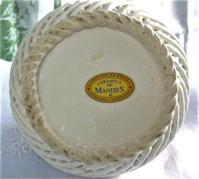 Vintage Capodimonte Ceramic Fruit Basket, Spanish Cottage Decor image 8