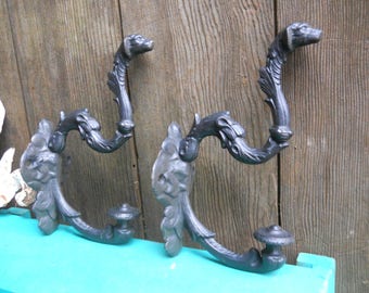 Antique Dog Rare French Art Nouveau Leash Coat Hat Hook Holder Ornate 1870s Victorian Equestrian Huntsman Riding Crop Iron Wall Hook