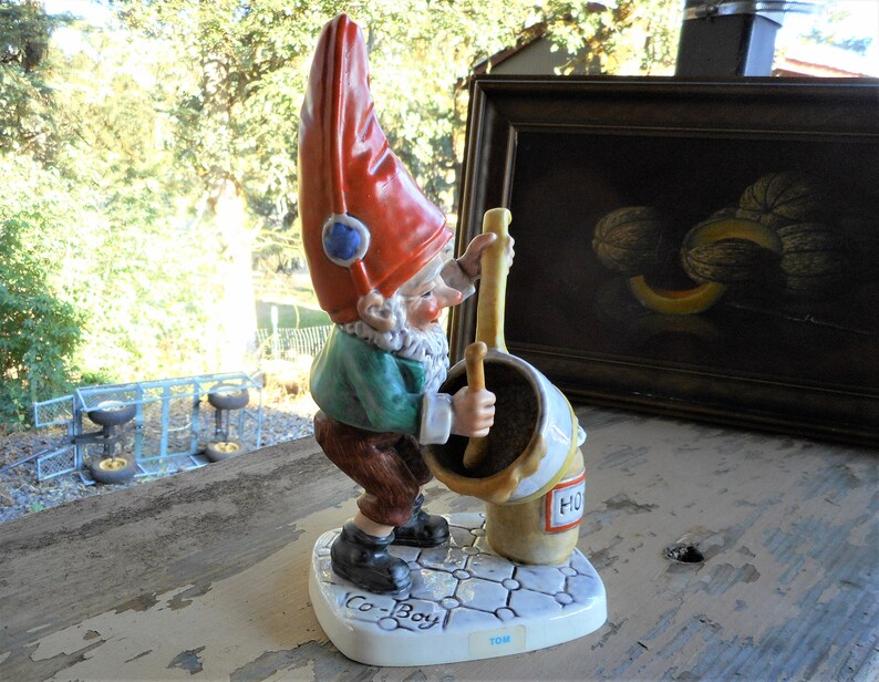 Adorable Farmhouse Vintage 1970 Co-Boy Tom Gnome Porcelain West Germany Goebel Gnome Figurine Honig Honey Mountain Gift