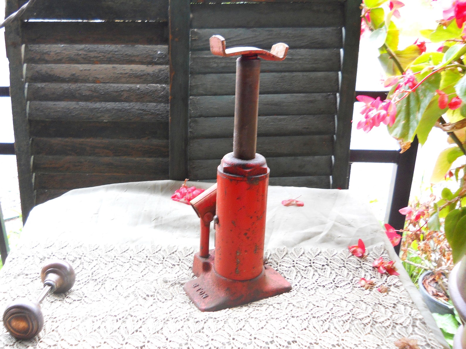 Antique 3 Ton Floor Jack Working Vintage Tool Rare Primitive Etsy