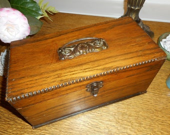 Antique Victorian Oak Storage Jewelry Box