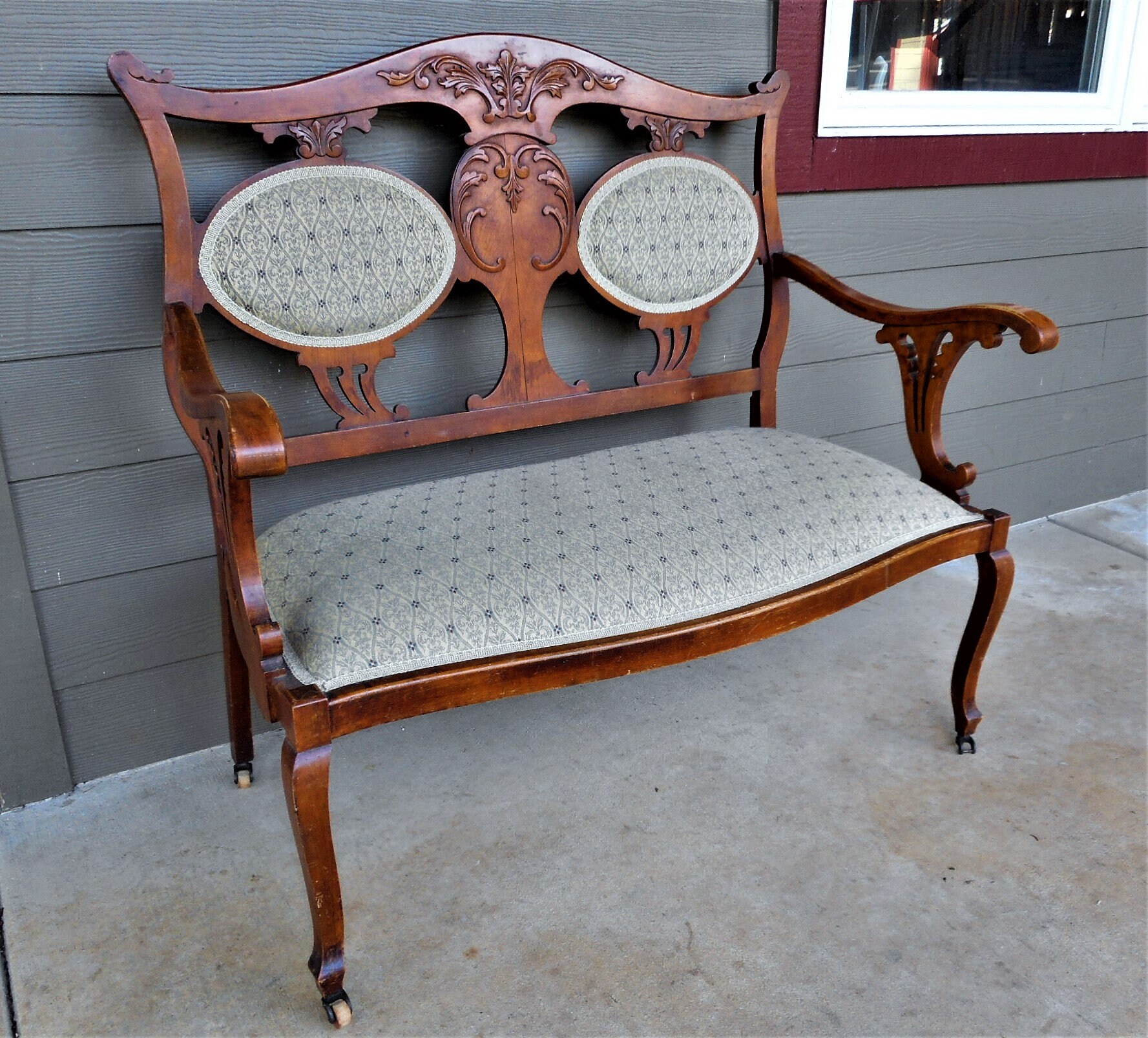 Antique Settee Bench French Country Victorian Carved Wood Loveseat - Etsy