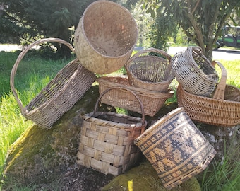 Americana Rustic Woven Wicker Primitive Harvest Basket Tote Collection
