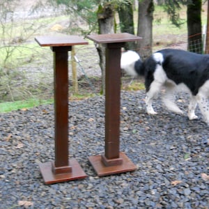 Rustic Fir Wood Column Pillar Riser Fern Plant Stand Pair Country Cottage Garden Porch Farmhouse Stand Primitive Pedestal Flower Stand