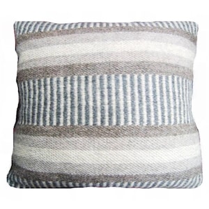 Southwestern Farmhouse Hand Loomed Woven Wool Pillow 18" Cottage Core Cabin Mid Century Modern Decor image 1