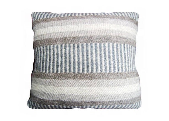 Southwestern Farmhouse Hand Loomed Woven Wool  Pillow 18" Cottage Core Cabin Mid Century Modern Decor