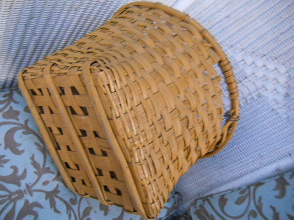 Antique Farmhouse Garden Rustic Splint Oak Square Gathering Potato ...