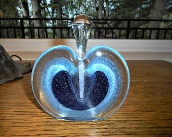 Vintage Michael Nourot Art Glass Blue Perfume Bottle Stopper Art Nouveau Edwardian Victorian Country French Cottage