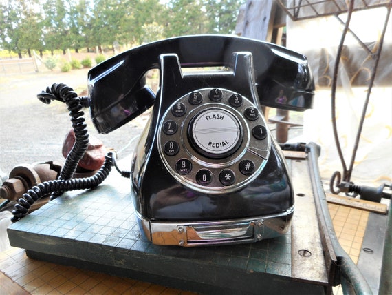 Classic Vintage Pottery Barn Black Telephone Factory Art Deco Etsy
