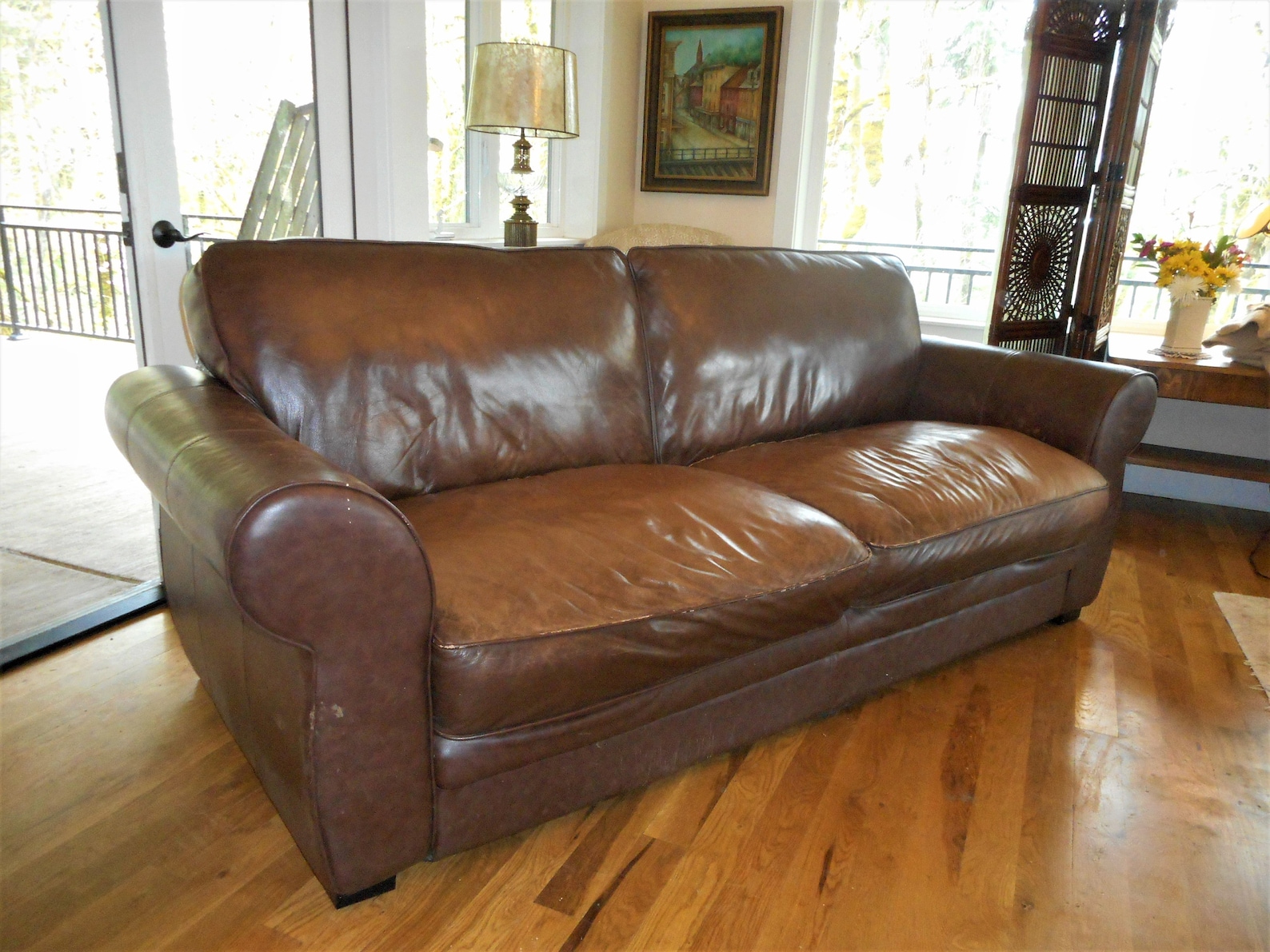 Distressed Espresso Brown Italian Top Grain Leather Sofa Down - Etsy