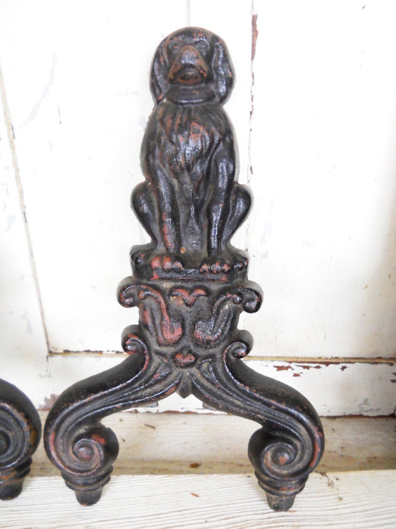 Antique Rustic Fire Dog Fireplace Andirons Industrial Etsy