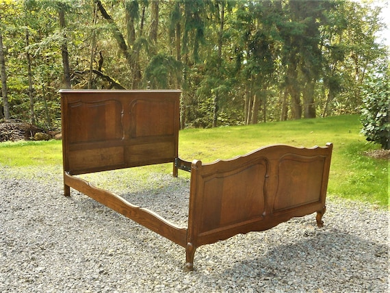 Antique Victorian Quartersawn Oak French Provincial Panel Bed Farmhouse Cottage Scalloped Rails Etsy Canada