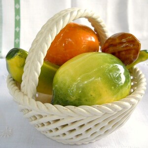 Vintage Capodimonte Ceramic Fruit Basket, Spanish Cottage Decor image 3