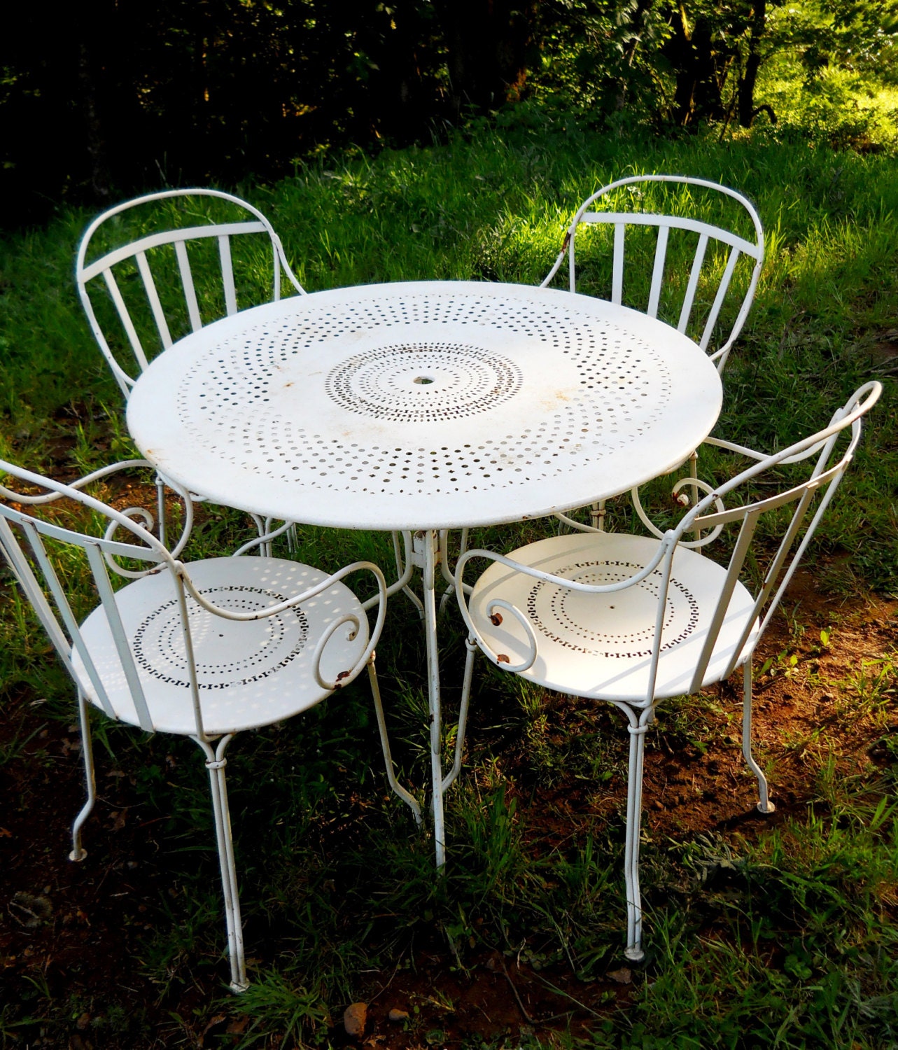 French Country Cafe Bistro Set Vintage Pre1960s Iron Metal - Etsy