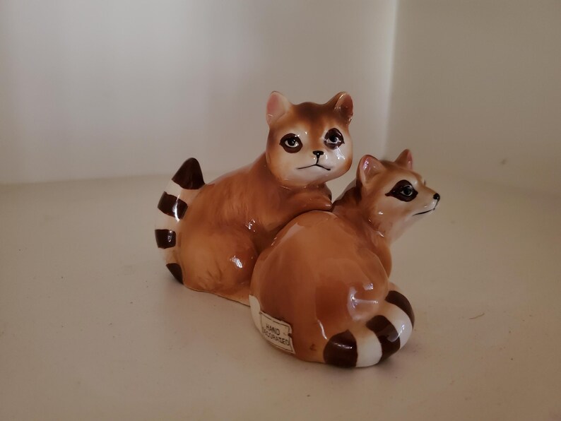 Norcrest Racoon Huggers Kitsch MCM Porcelain Salt Pepper Shakers image 7
