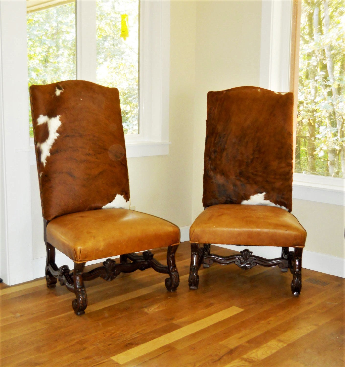 Antique Rare Cow Hide Leather Camelback Carved Club Chair Spanish Revival Renaissance Civil War French Farmhouse Etsy