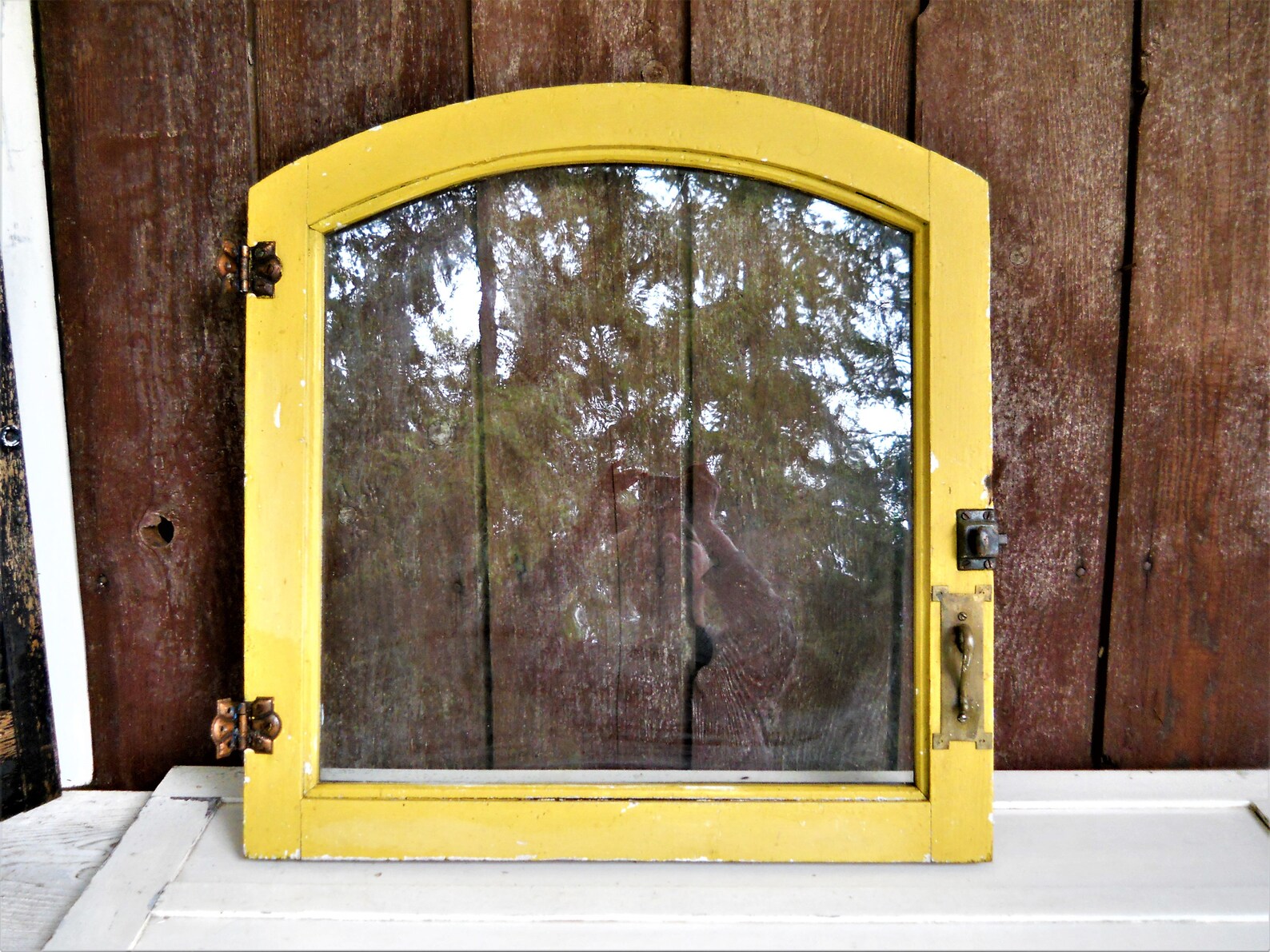 Rustic Victorian 1880s Mustard Yellow Arch Window Gothic Primitive ...
