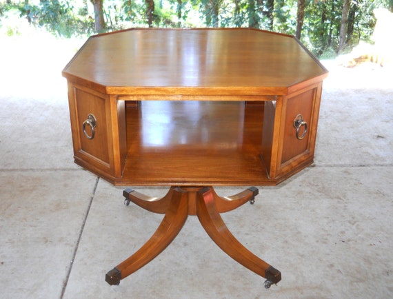 DREXEL HERITAGE　ドラムテーブル　ヴィンテージ　ミッドセンチュリー Mid Century Drexel Heritage Cherry Wood Rare Octagon Two Tier Drum
