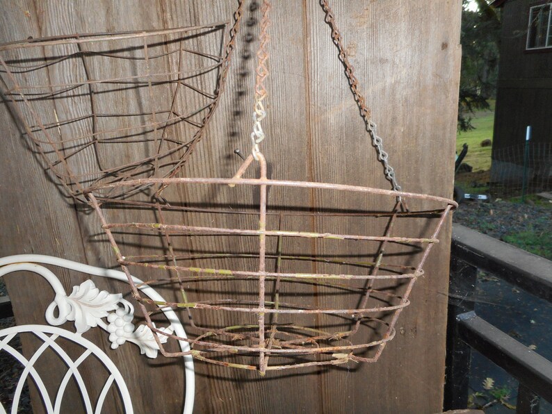 Vintage Garden Rustic Wire Planter Basket Set of 4 Primitive Etsy