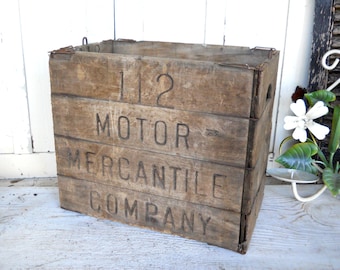 Antique Ultra Rare Factory Motor Oil Mercantile Bin Crate Industrial Wood Box Primitive Rustic Cupboard Farmhouse Advertising Storage Crate