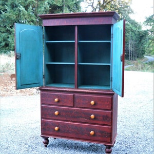 Antique Rare Country Red Grain Painted Cupboard French - Etsy