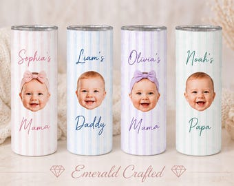 Vaso personalizado con cara de bebé, vaso con foto personalizada, vaso con foto de bebé, vaso para mamá, regalo para papá, regalo para abuela, vaso con cara personalizada, vaso de 20 oz