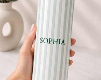 Personalized Name Tumbler, Striped 20oz Water Bottle, Custom Name Cup, Preppy Tumbler, Aesthetic Gift for Her, Kids Tumbler