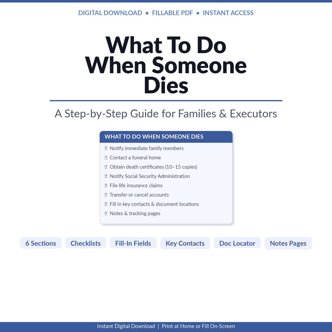Death Checklist.pdf What to Do When Someone Dies Checklist | Estate Planning Organizer ...