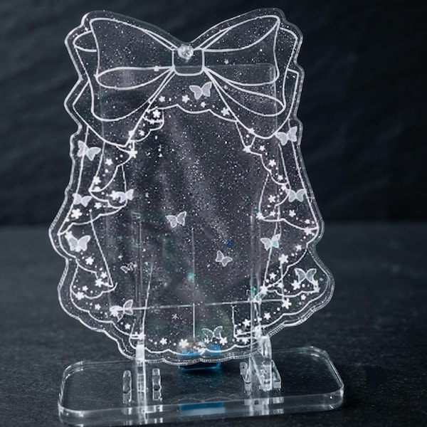 3 Inch Acrylic Photocard Holder, Bow Veil Photo Card Frame, Kpop Idol Card Display Stand, Desktop Card Storage Box, Gift for Friends