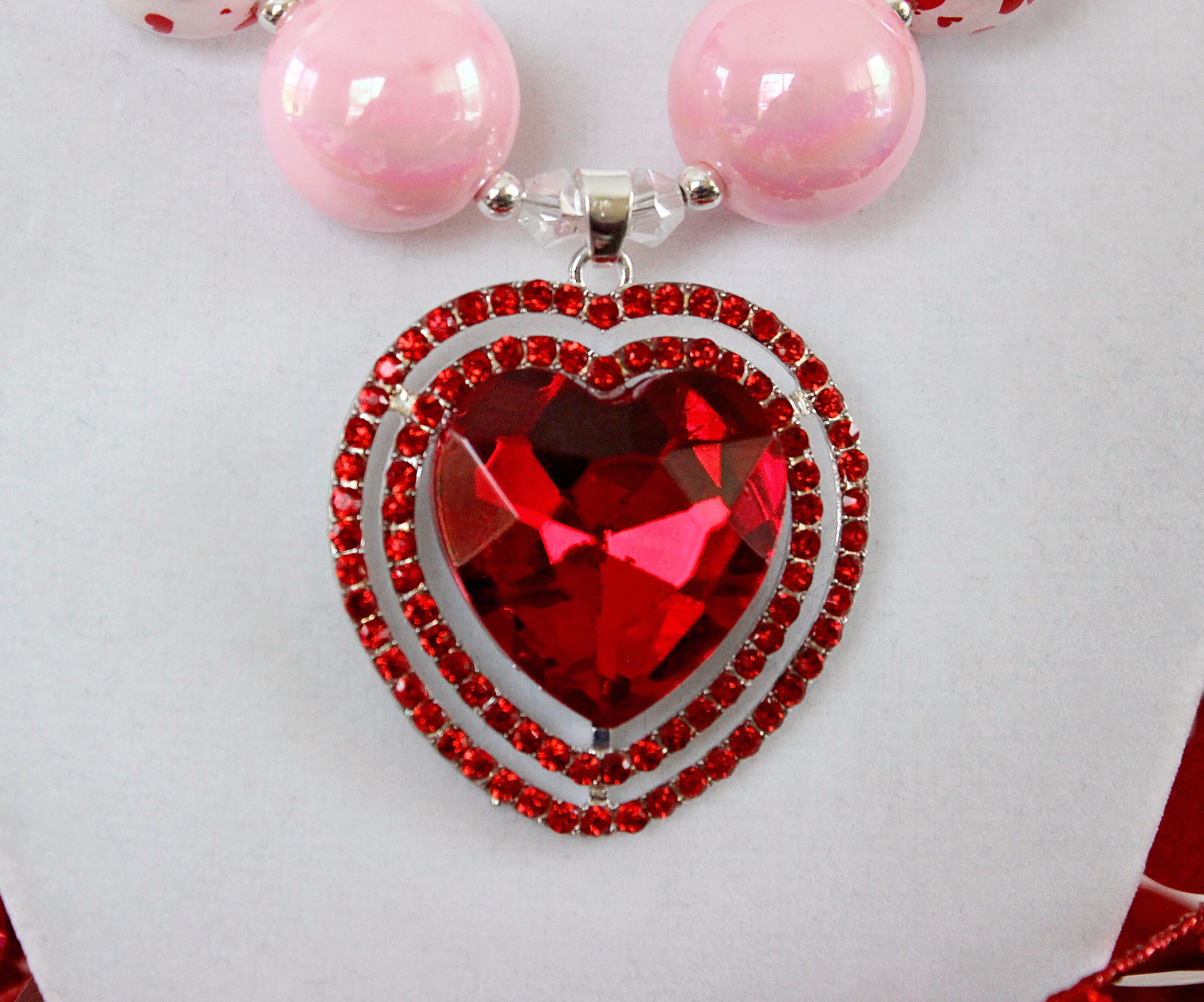 VALENTINE Chunky Necklace, Valentine's Day Jewelry, Red