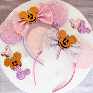 PASTEL HALLOWEEN Mouse Ears Headband, Disney Halloween Party Mickey Ears, Pink or Lavender Sequin Ears, Disney Gift, Minnie Ears Headband