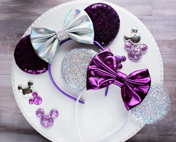 Disney 100th Anniversary Glittery Silver and Lavender Mouse Ears Headband Disney 100th Anniversary Hairband Headband Shanghai  main image 4