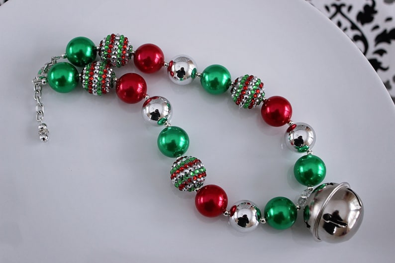 JINGLE BELLS Necklace Christmas Chunky Necklace Red Silver Etsy