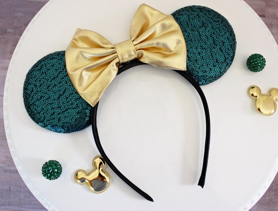NWOT Disney Tokyo Disneyland Dark Green Sequin Minnie Mouse Ears Headband $_3.JPG main image 4