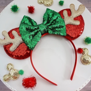 7919 24 Pcs Reindeer Antlers Headband Christmas Sequined Reindeer Ear WonderShop - Brandclub - Reindeer Antler Christmas Headband  main image 2