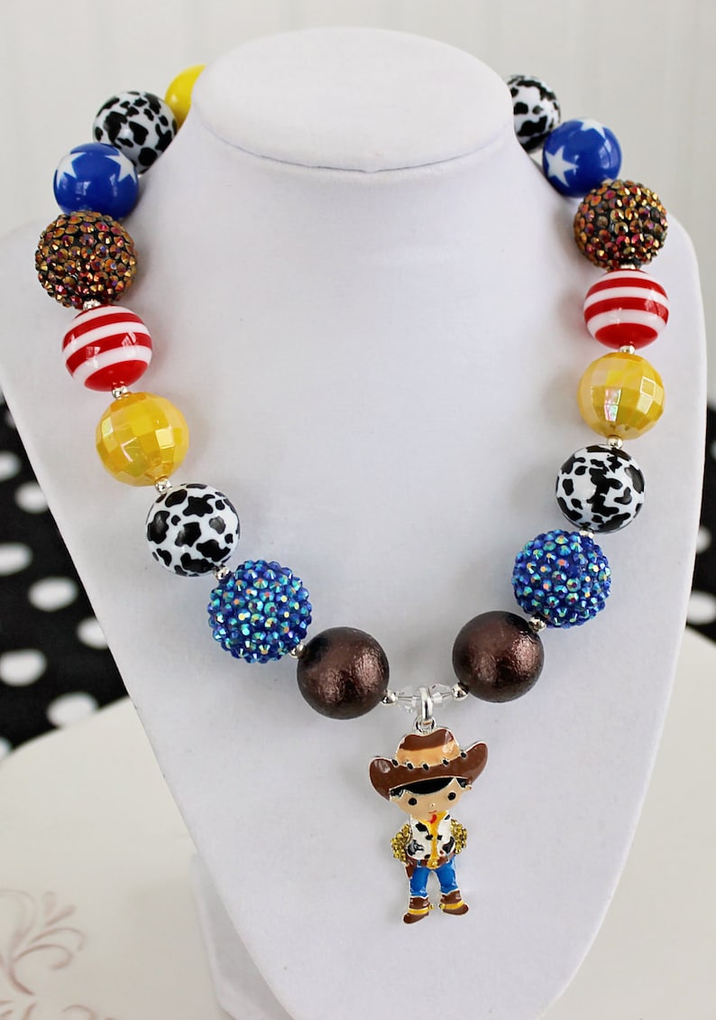 WOODY Necklace Toy Story Chunky Necklace Blue Red & Yellow Etsy