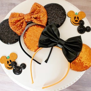 HALLOWEEN Mouse Ears Headband, Disney Halloween Party Mickey Ears, Orange Sequin Ears, Disney Gift, Minnie Ears, Ears Headband, MNSSHP