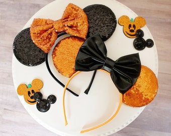 HALLOWEEN Mouse Ears Headband, Disney Halloween Party Mickey Ears, Orange Sequin Ears, Disney Gift, Minnie Ears, Ears Headband, MNSSHP