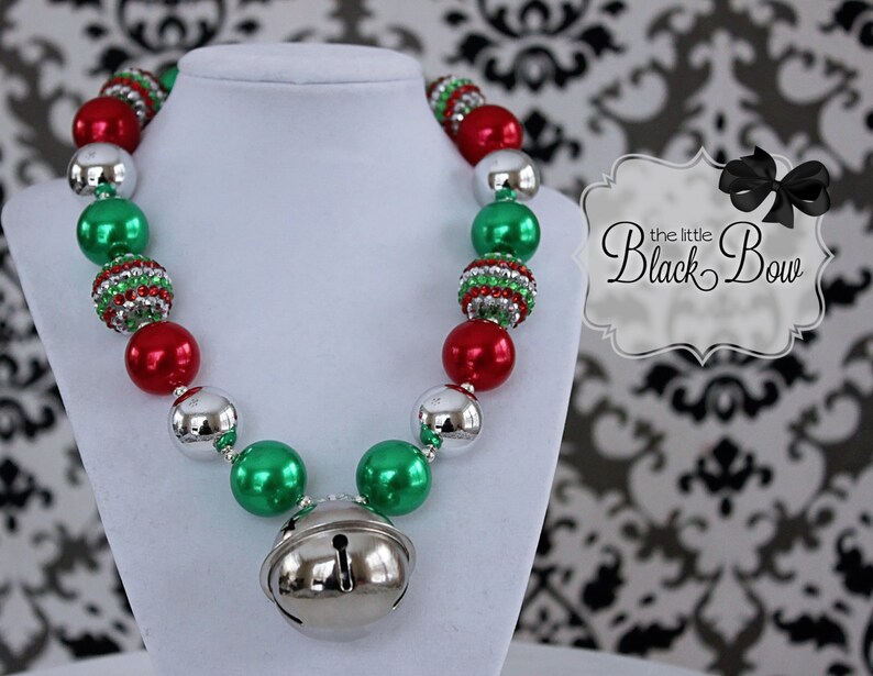JINGLE BELLS Necklace Christmas Chunky Necklace Red Silver Etsy