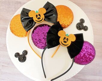 MICKEY PUMPKIN Mouse Ears Headband, Disney Halloween Party Mickey Ears, Orange Sequin Ears, Disney Gift, Minnie Ears, Ears Headband, MNSSHP