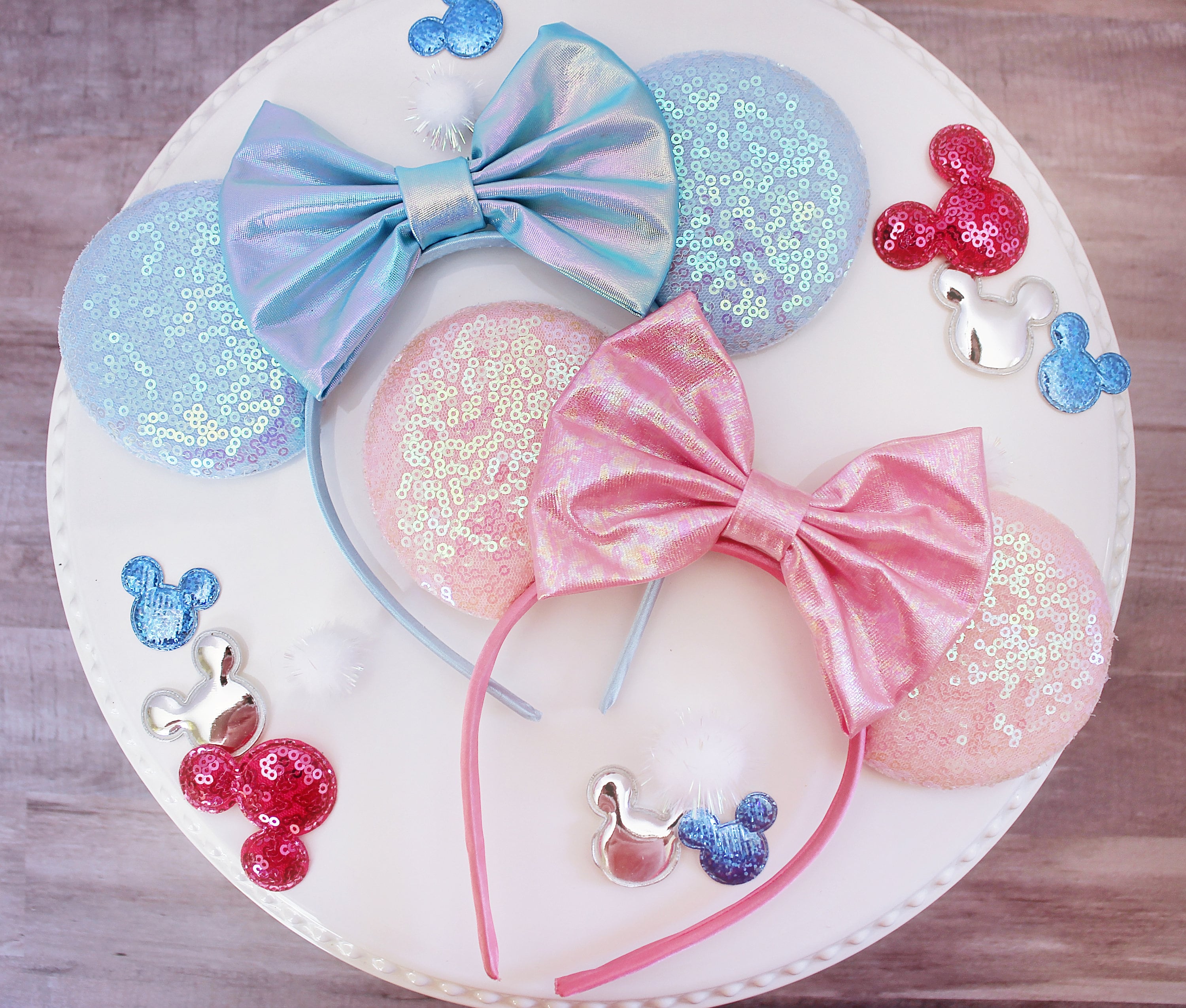 Make It BLUE Make It PINK Mouse Ears Headband, Iridescent 