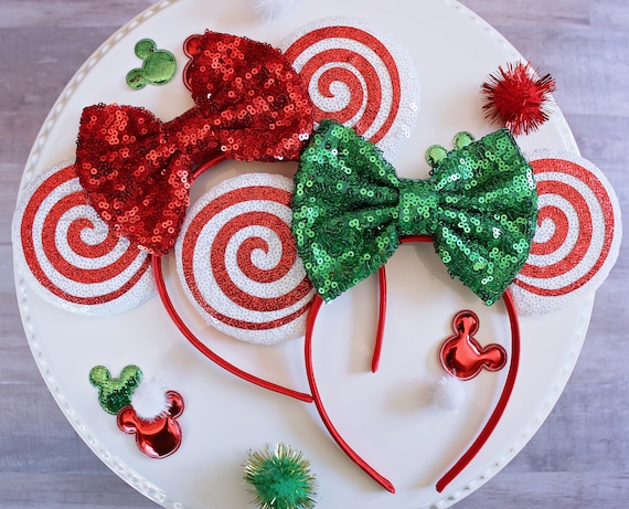 CANDY SWIRL Mouse Ears Headband, Christmas Mickey Ears, Red  display picture 1