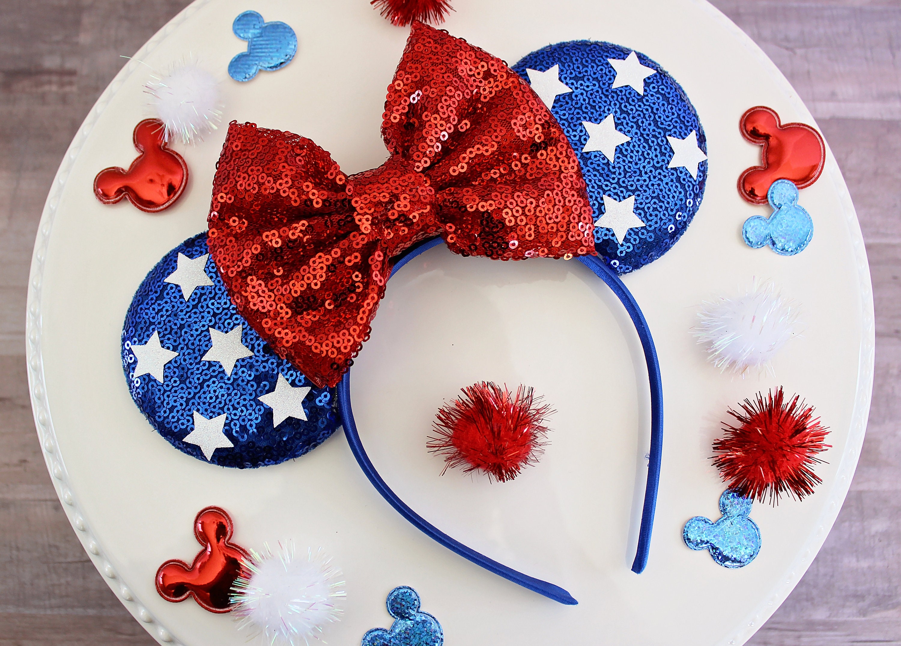 Disney Sparkling Red Patriotic Sequin Ears 4th of July  ?? ? Disney Parks Minnie Ears 4th of July Americana USA Flag Red  main image 2