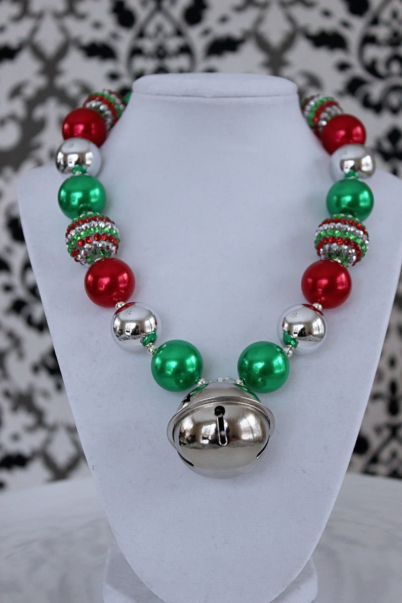 JINGLE BELLS Necklace Christmas Chunky Necklace Red Silver Etsy