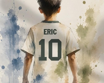 Personalized Soccer Poster or Canvas, Custom Print with Name and Number, Soccer Gift for Kid Boy Teen, Rolled Wall Art, Soccer Room Decor
