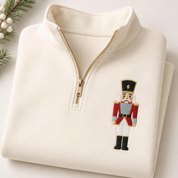 Christmas Nutcracker Embroidered Sweatshirt, Nutcracker Ballet Crewneck, Holiday Festive Pullover, Cute Christmas Gift For Women