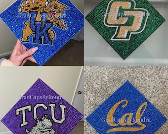 Custom Rhinestone Graduation Cap Topper • Any School • High School • College • Ready to Order • Graduation Cap Decor